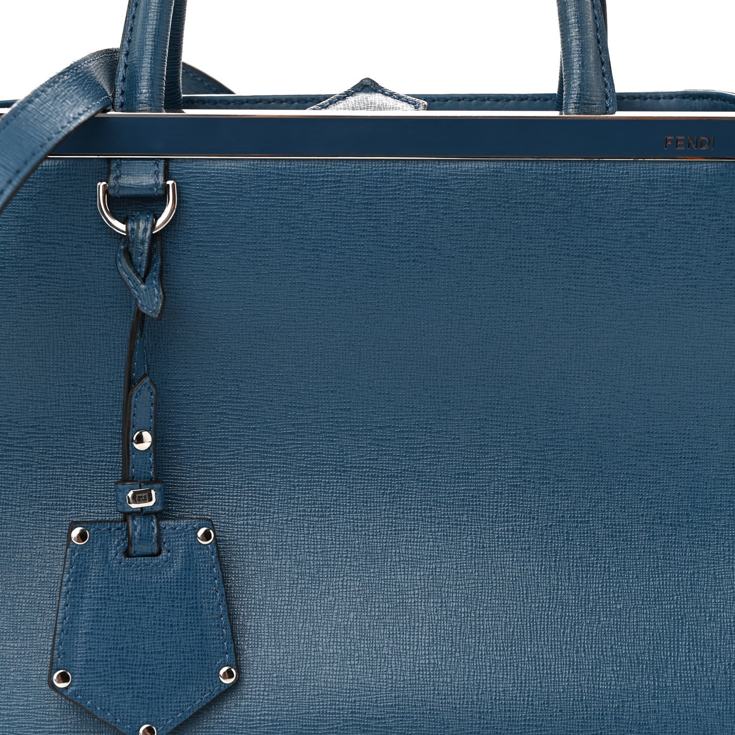 Fendi Vitello Elite Petite 2Jours Tote Blue Cobalto 7 of 14