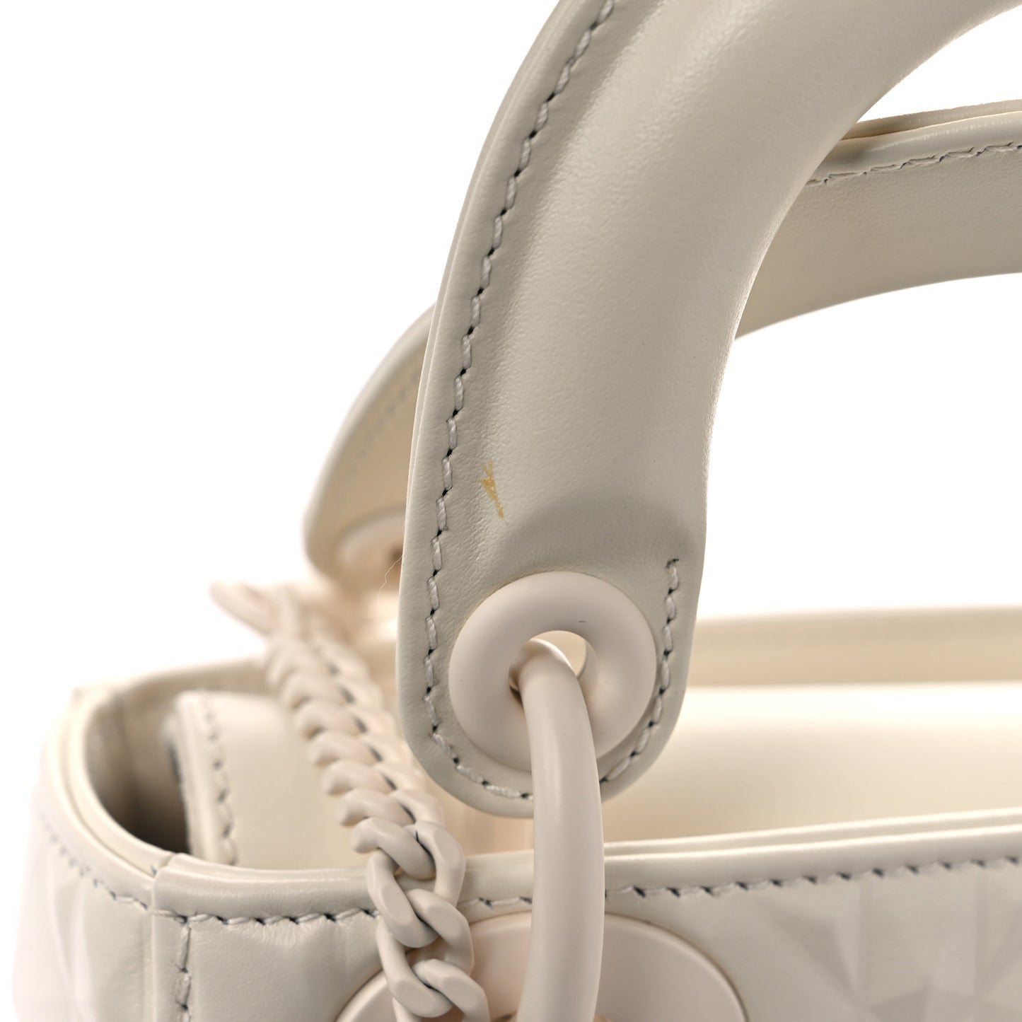 Calfskin Cannage Diamond Mini Lady Dior White