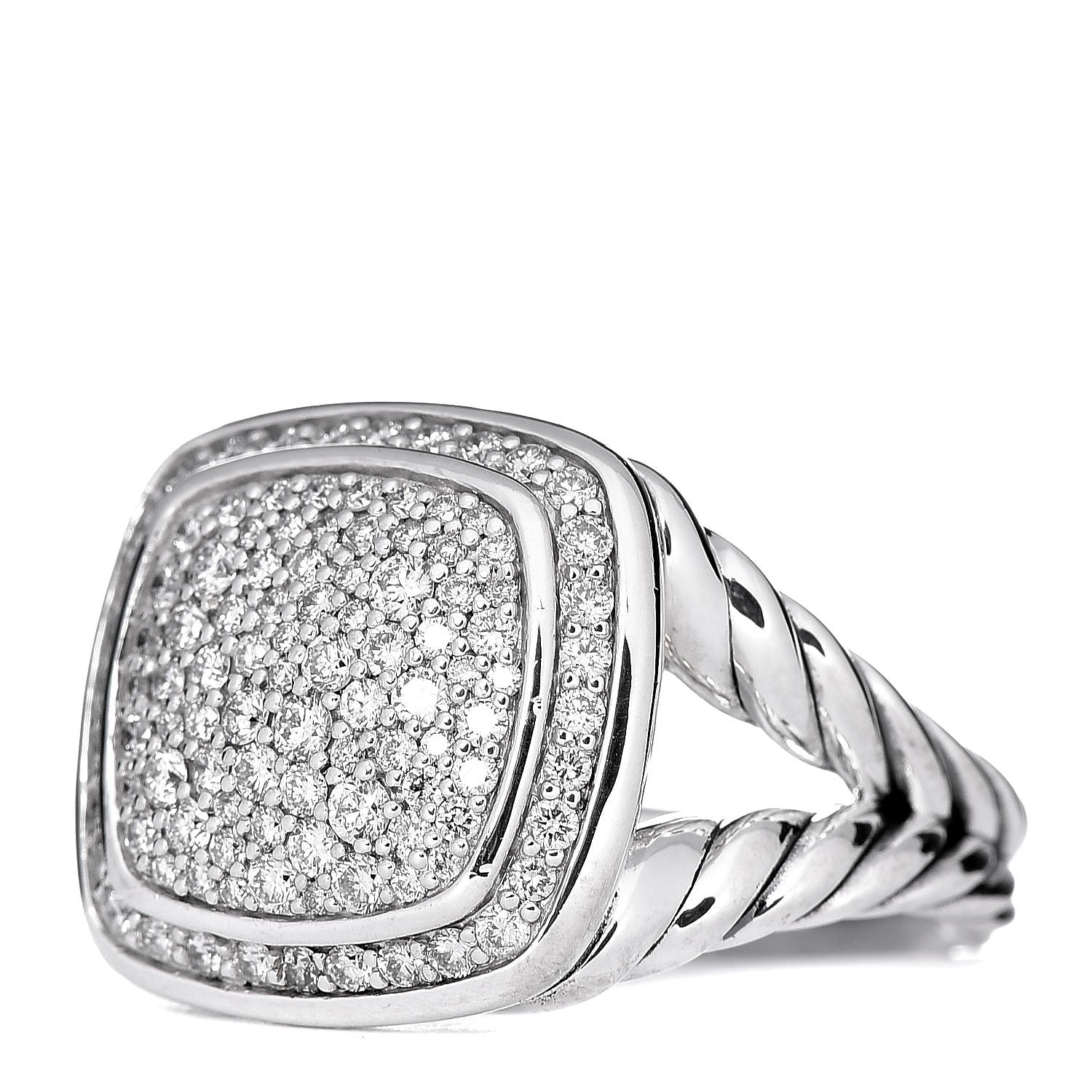 David Yurman Sterling Silver Diamond 14mm Albion Pave Ring 52 6 3 of 6