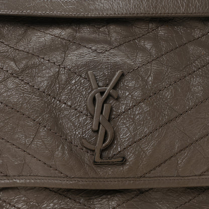 Saint Laurent Crinkled Calfskin Matelasse Monogram Large Niki Chain Satchel Fog 9 of 11