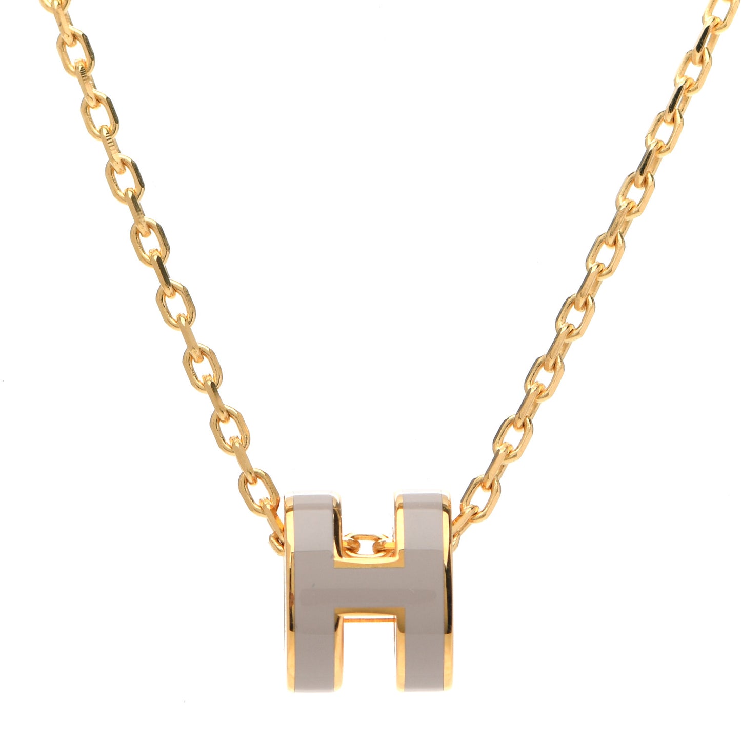 Lacquered Gold Mini Pop H Pendant Necklace Marron Glace
