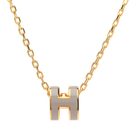 Hermes Lacquered Gold Mini Pop H Pendant Necklace Marron Glace 4 of 7