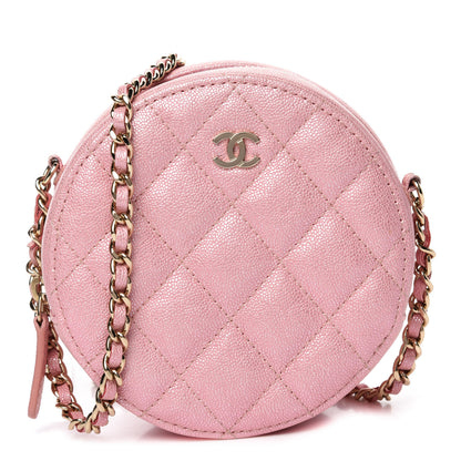 Chanel Iridescent Caviar Quilted Round Clutch With Chain Pink 1 of 10