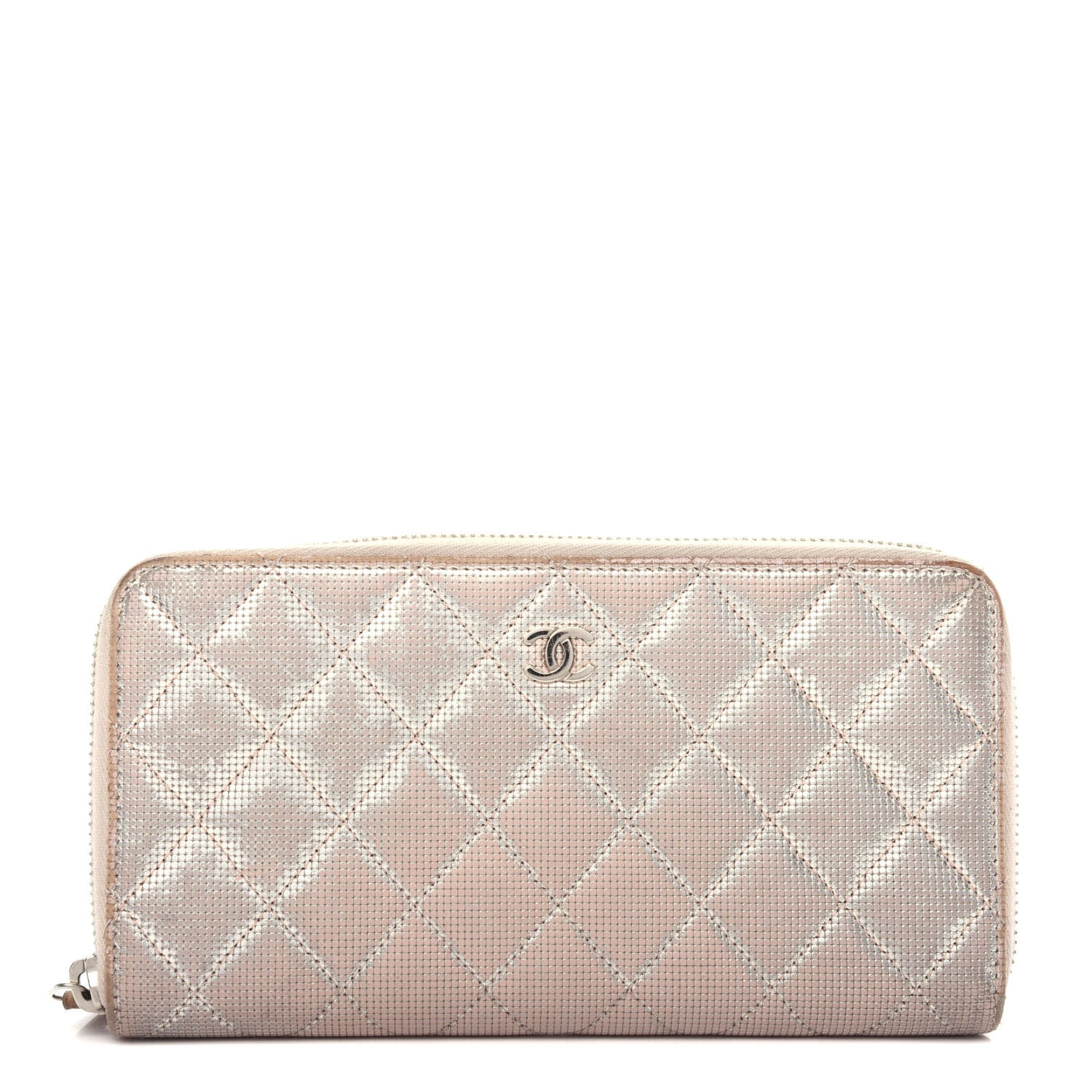 Chanel Metallic Calfskin Pixel Effect Quilted Large Zip Around Wallet Gold 1 of 8