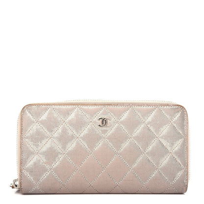 Chanel Metallic Calfskin Pixel Effect Quilted Large Zip Around Wallet Gold 1 of 8