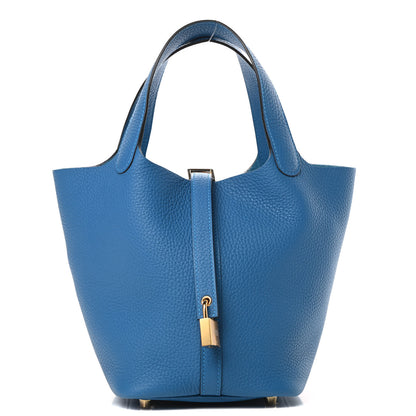 Hermes Taurillon Clemence Picotin Lock 18 PM Mykonos 1 of 11