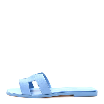 Hermes Calfskin Oran Sandals 40.5 Bleu Faience 1 of 10