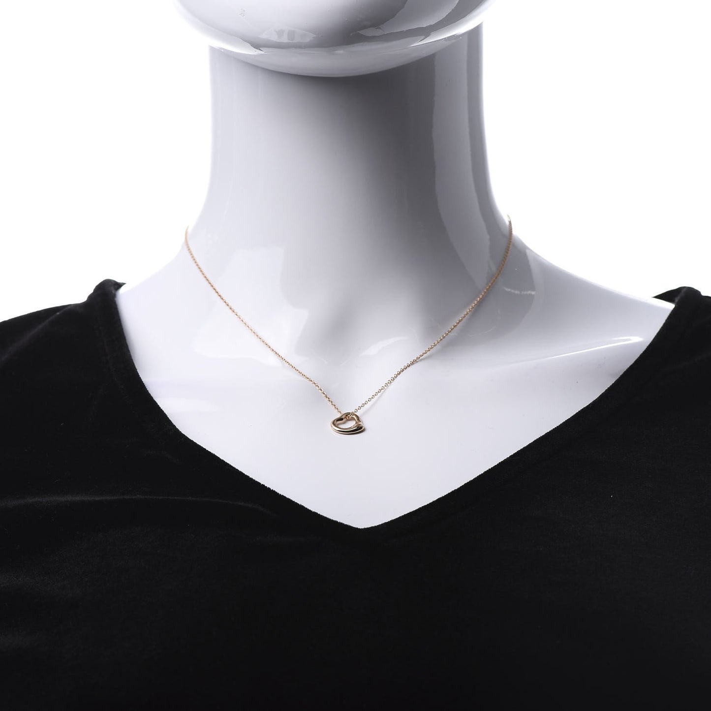 18K Rose Gold 11mm Elsa Peretti Open Heart Pendant Necklace