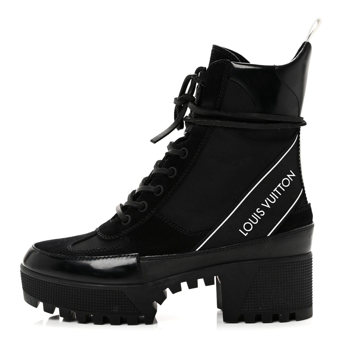Suede Calfskin Mesh Logo Laureate Platform Desert Boots 37 Black