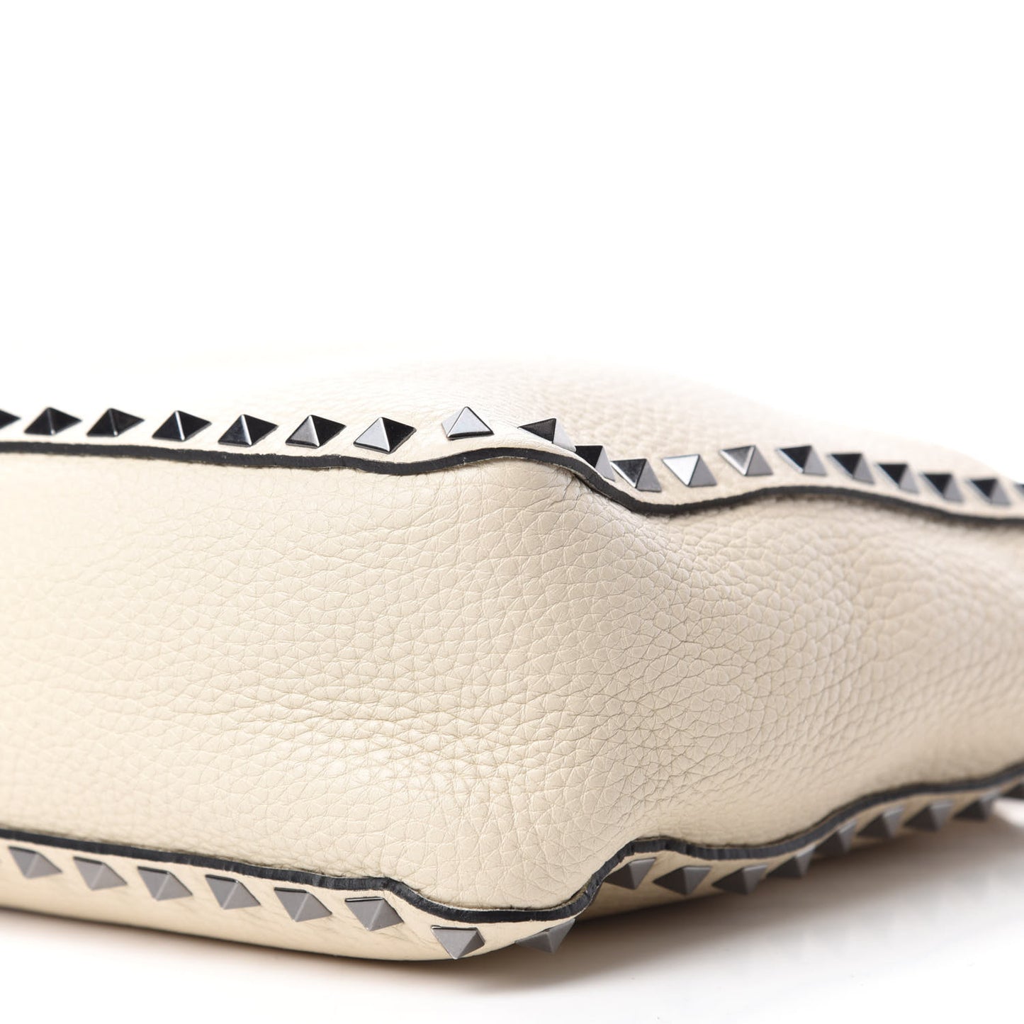 Pebbled Calfskin Small Rockstud Flip-Lock Messenger Bag Light Ivory
