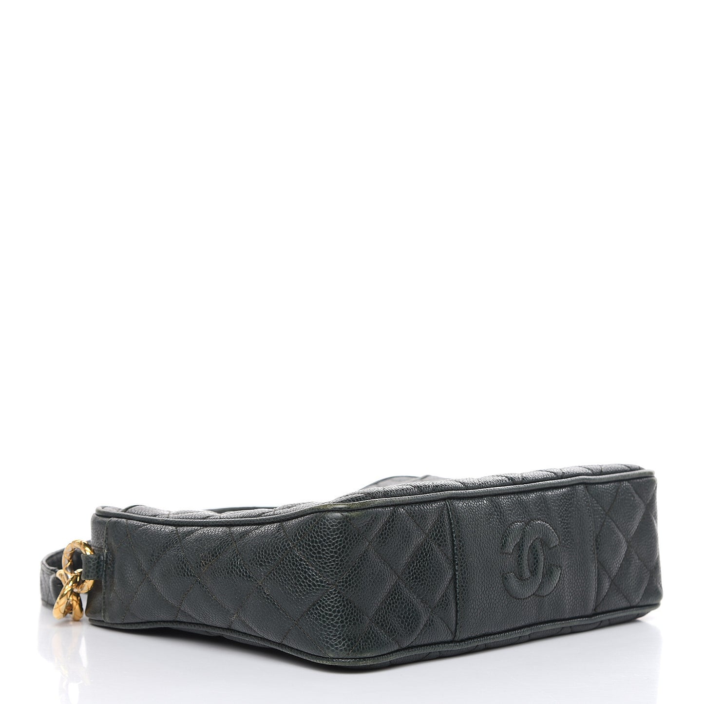 Caviar Quilted Tassel Camera Bag Dark Green