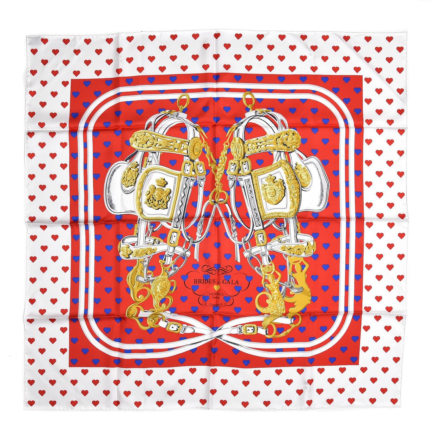 Silk Brides De Gala Love Scarf 90 Rouge Vif Marine White