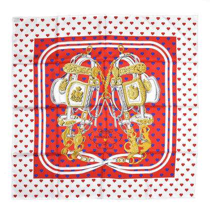 Hermes Silk Brides De Gala Love Scarf 90 Rouge Vif Marine White 2 of 5