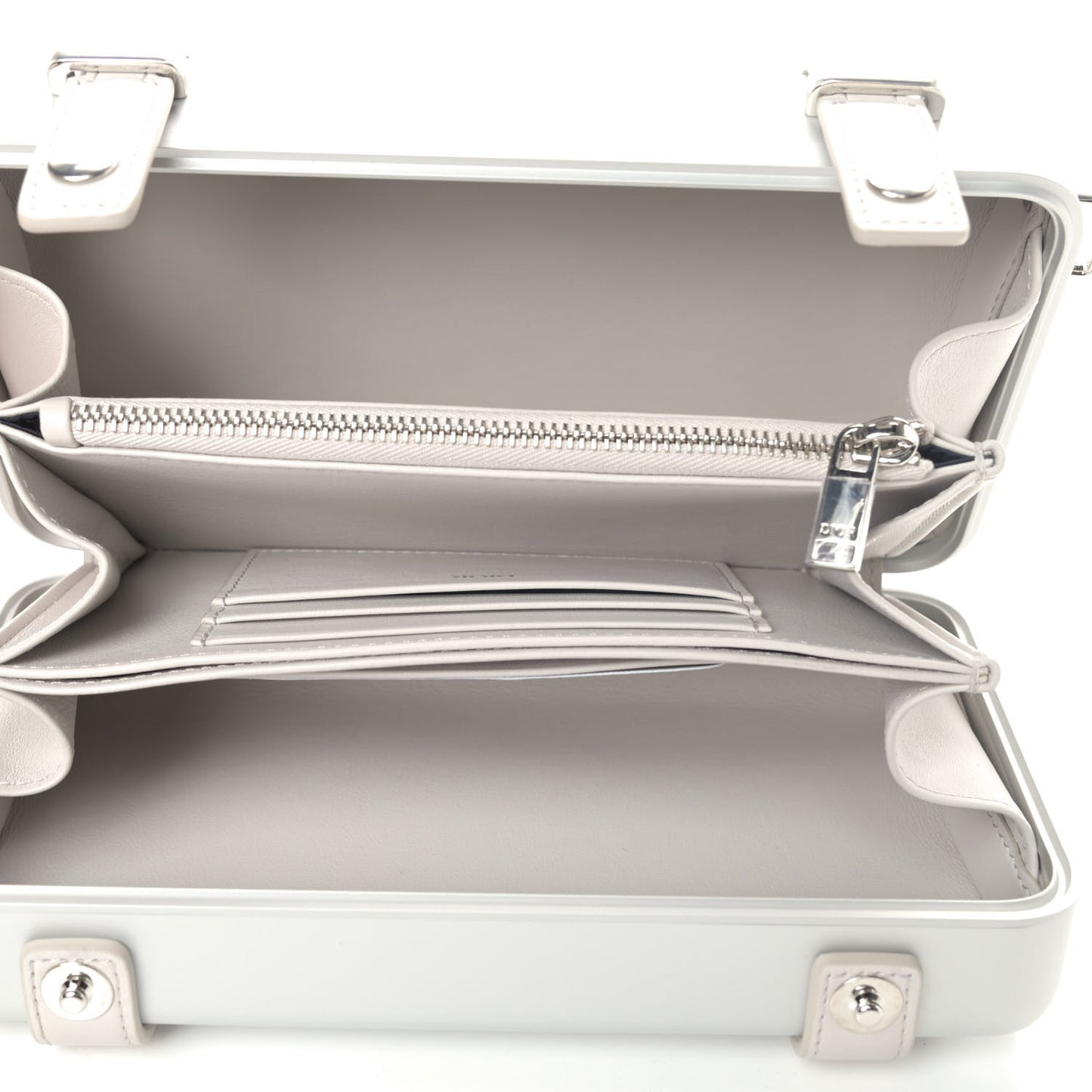 X RIMOWA Aluminum Personal Clutch On Strap Silver