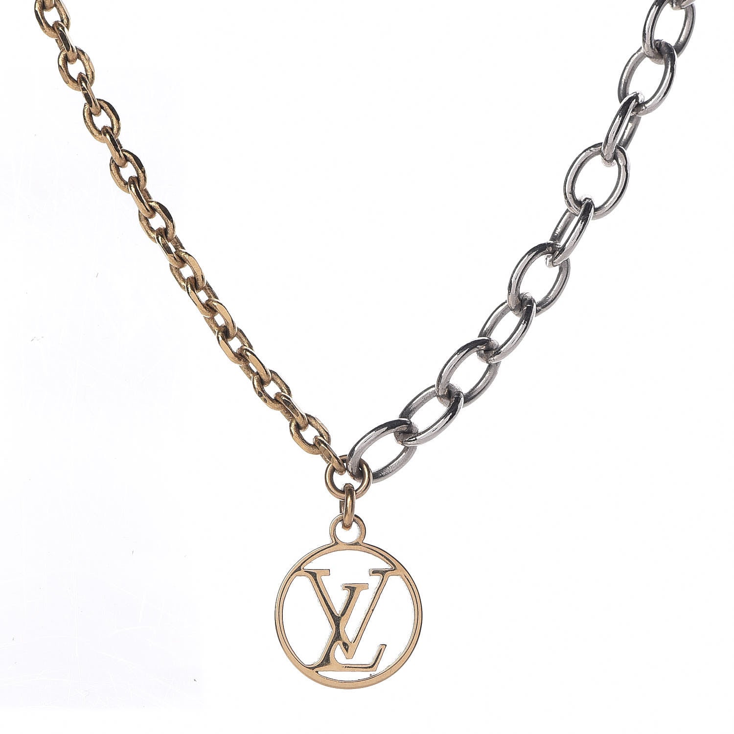 Louis Vuitton Logomania Necklace Silver Gold 3 of 7