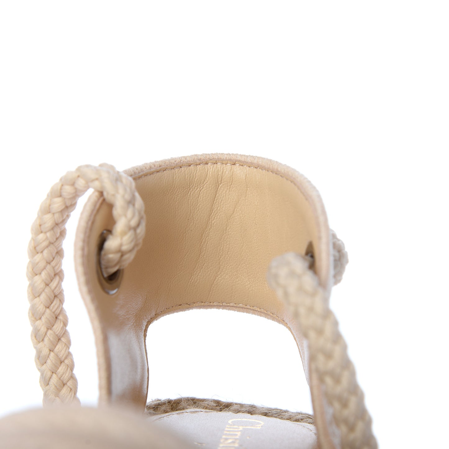 Canvas Embroidered Granville Ankle Tie Espadrille Wedges 36 Cream