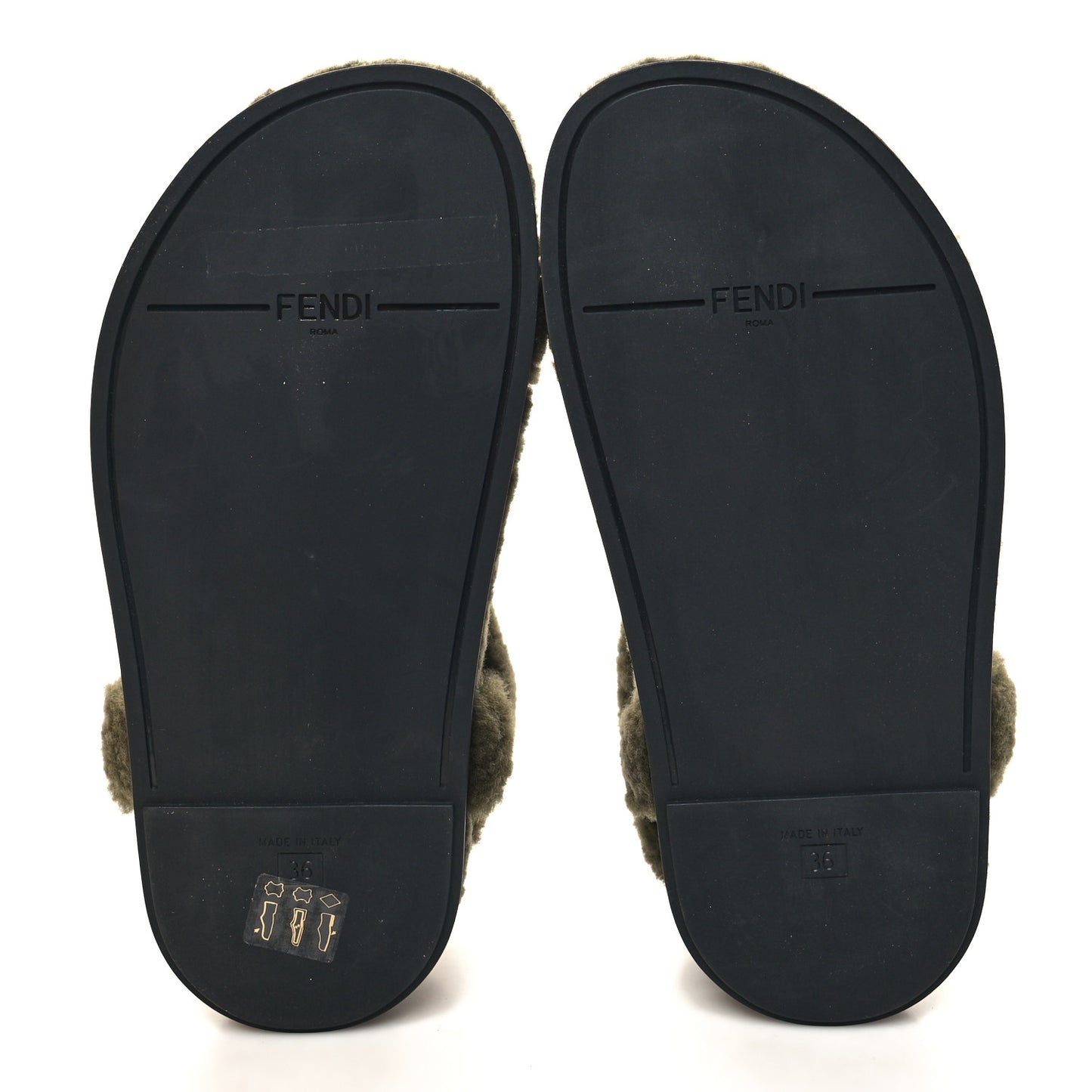 Shearling FF Fendi Feel Sandals 36 Illinois Military