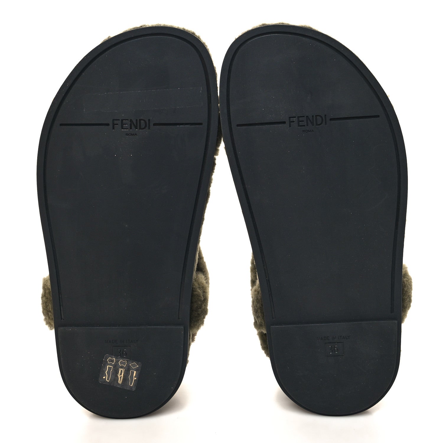 Fendi Shearling FF Fendi Feel Sandals 36 Illinois Military 5 of 10