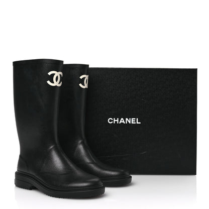 Chanel Caoutchouk CC High Boots 40 Black 9 of 9