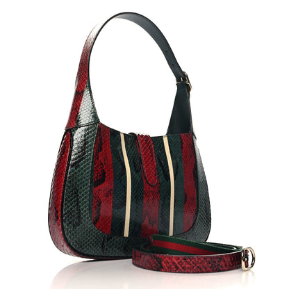 Gucci Snakeskin Web Small Jackie 1961 Hobo Green 3 of 11