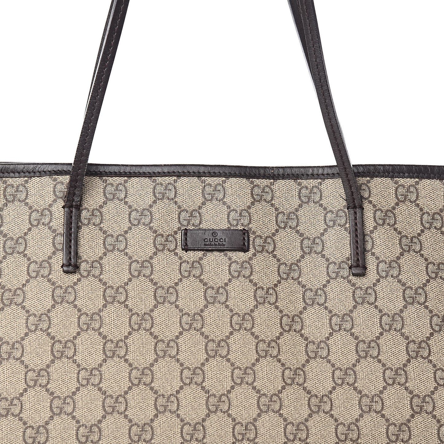 GG Supreme Monogram Medium Zippered Tote Dark Brown