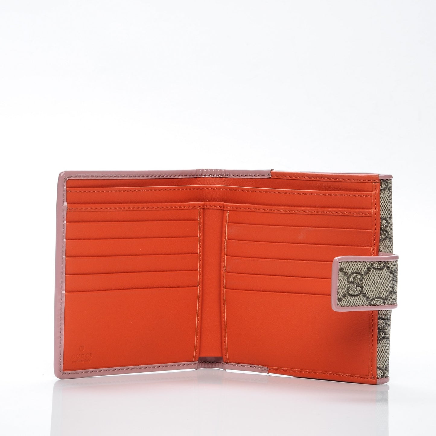 GG Supreme Monogram Bow French Flap Wallet Beige Carmine Rose New Rosette
