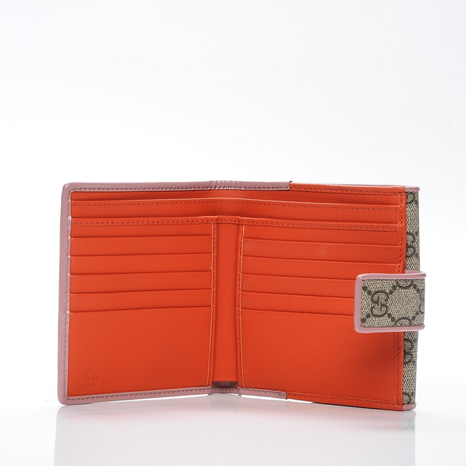 Gucci GG Supreme Monogram Bow French Flap Wallet Beige Carmine Rose New Rosette 6 of 7
