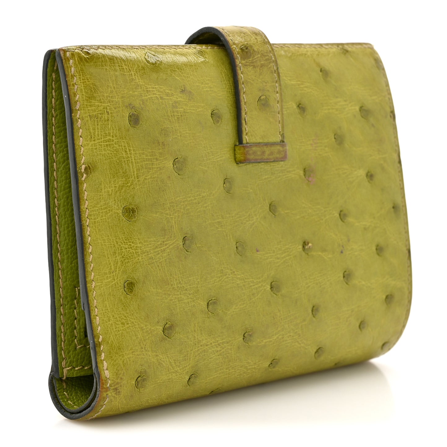 Ostrich Bearn Compact Wallet Vert Anis