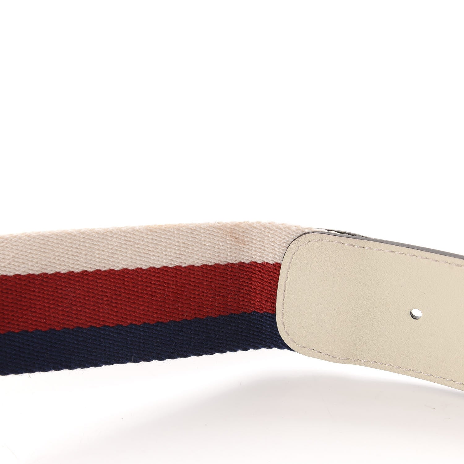 Gucci Nylon Calfskin Sylvie Web Double G 40mm Belt 90 36 Mystic White Hibiscus Red Maritime 3 of 4