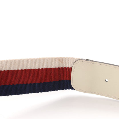 Gucci Nylon Calfskin Sylvie Web Double G 40mm Belt 90 36 Mystic White Hibiscus Red Maritime 3 of 4