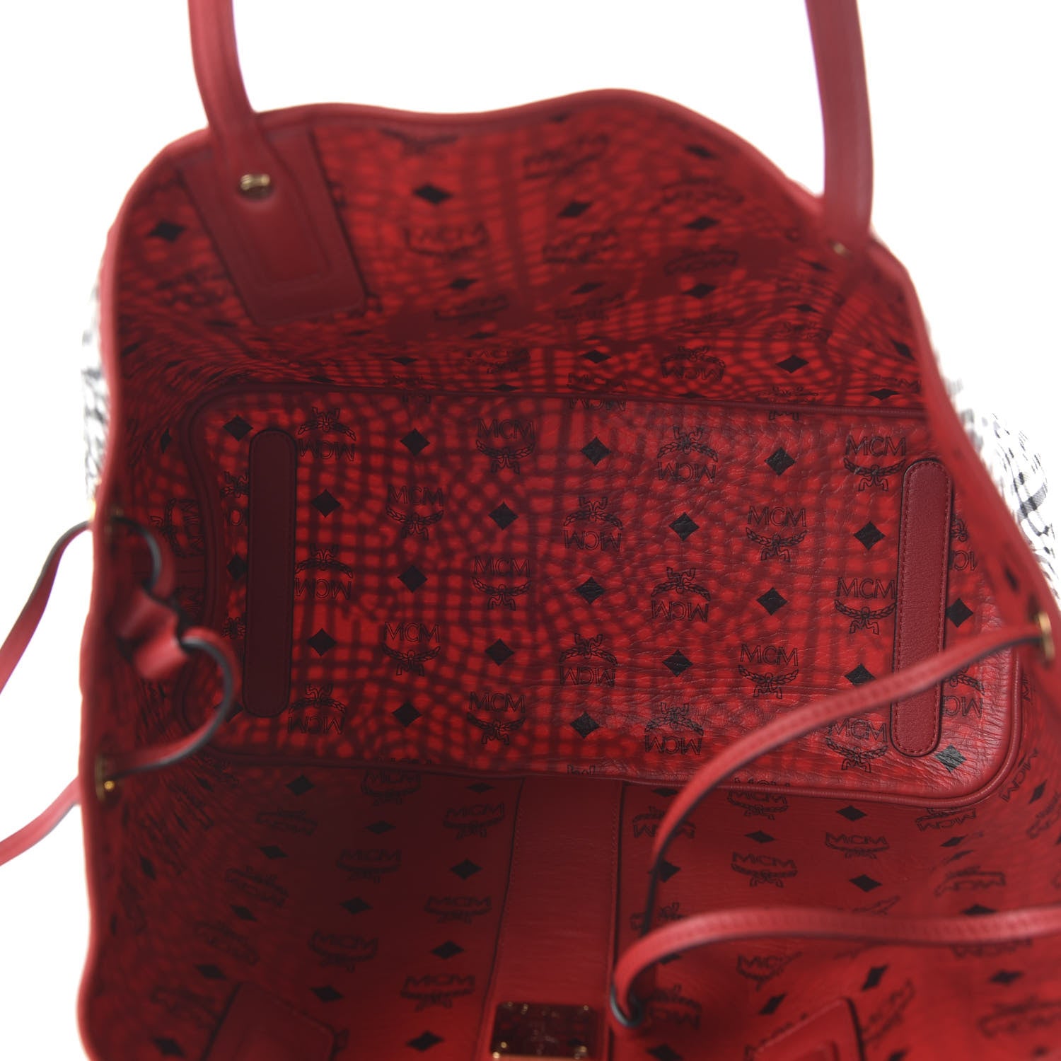 MCM Visetos Medium Liz Reversible Shopper Tote Ruby Red 13 of 16