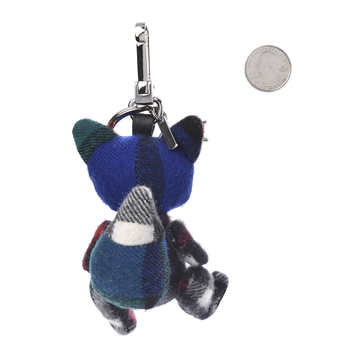 Burberry Cashmere Studded Dave The Fox Bag Charm Navy Multicolor 2 of 3