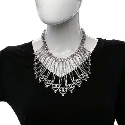 Chanel Crystal Fringe CC Choker Necklace Silver 2 of 4