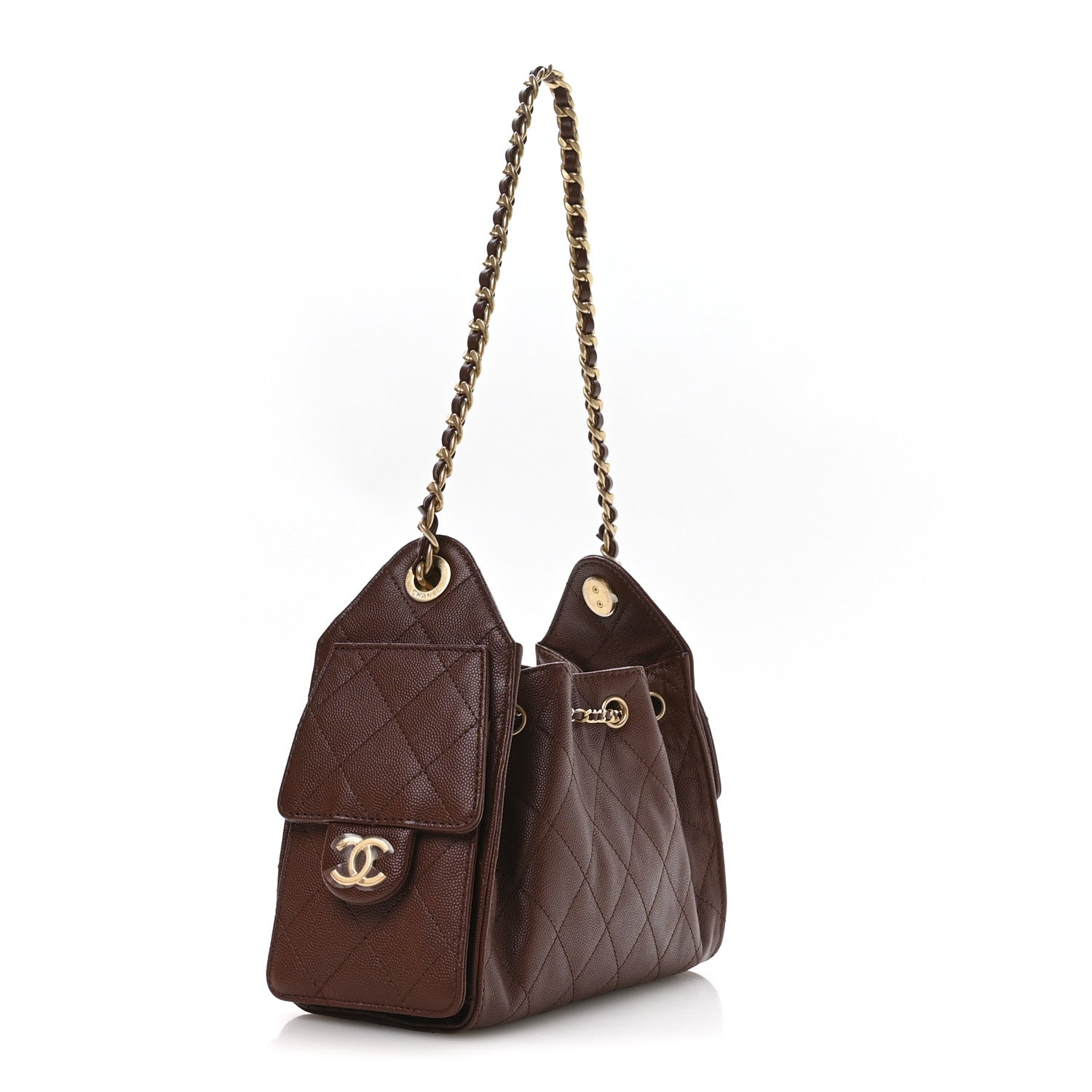Caviar small brown dark 25K Chanel バッグ キルティング ブラウン CHANEL leather are We Disclaimer: - バッグ