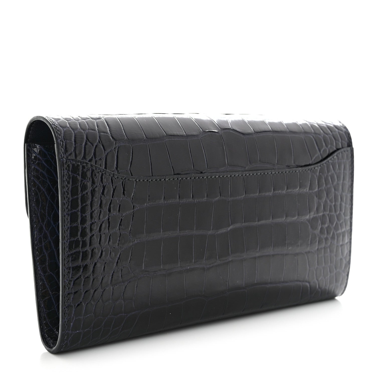 Hermes Shiny Alligator Constance Long Wallet Bleu Marine 3 of 11