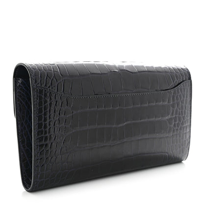 Hermes Shiny Alligator Constance Long Wallet Bleu Marine 3 of 11