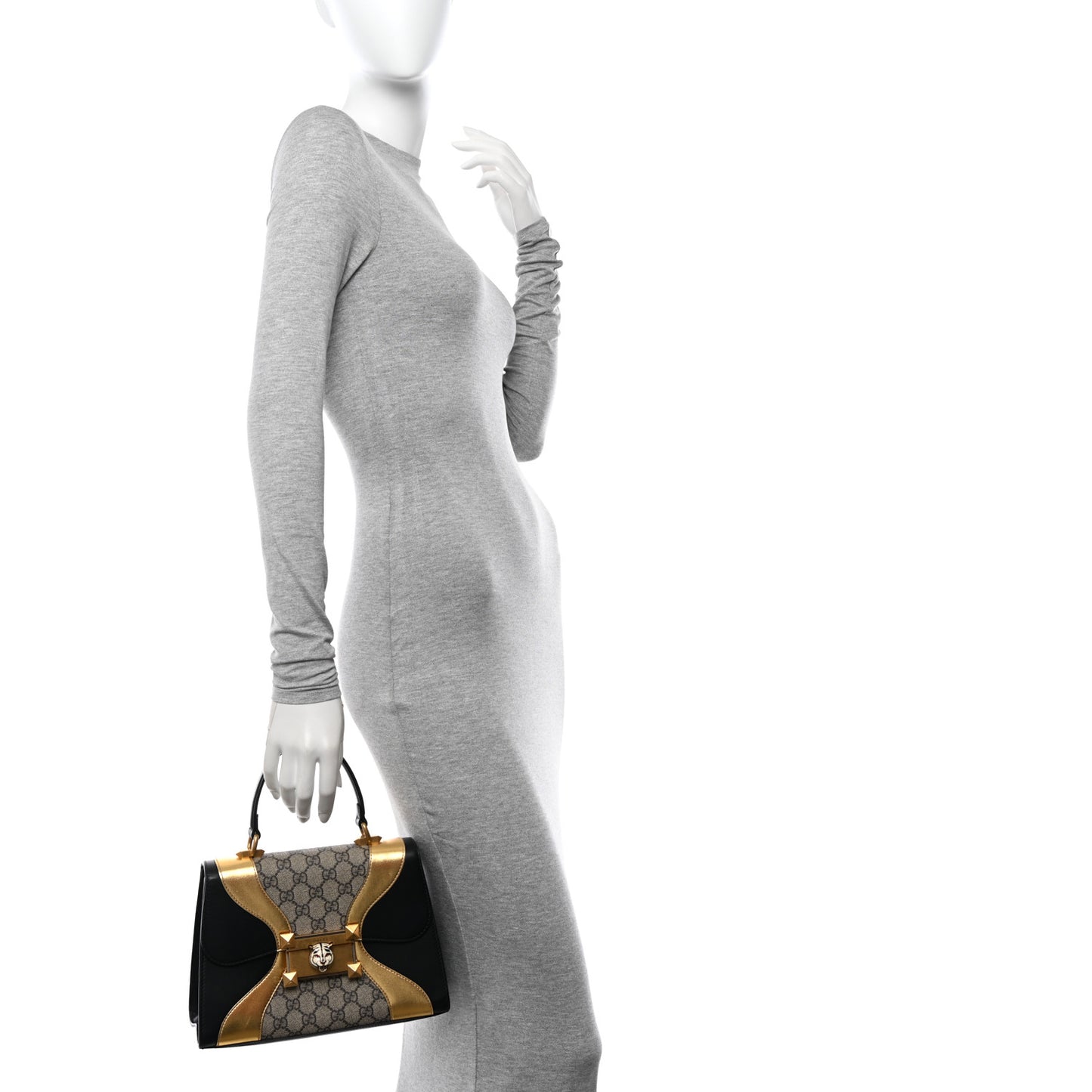 GG Supreme Monogram Small Osiride Top Handle Bag Black Gold