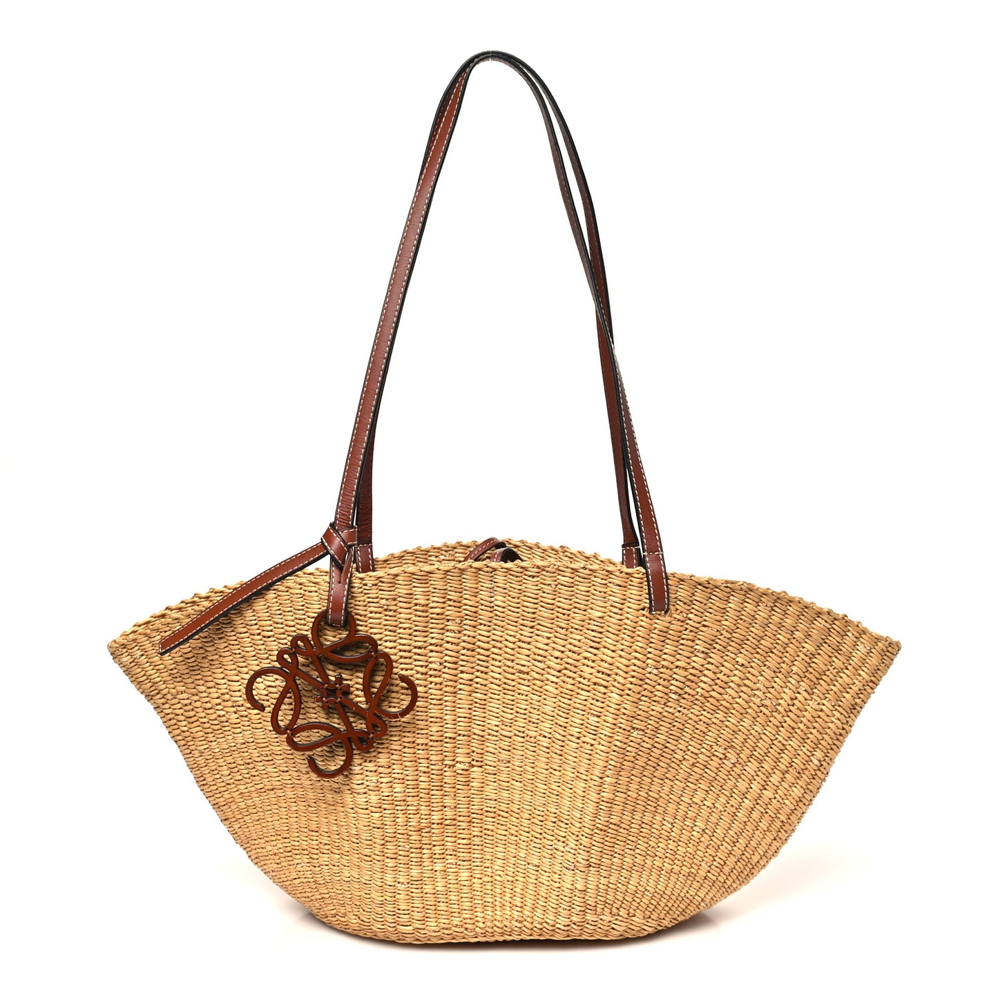 Calfskin Raffia Paulas Ibiza Small Shell Basket Tote Bag Natural Tan