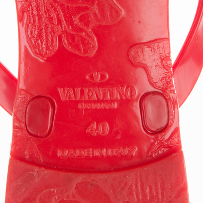 Valentino Garavani PVC Jelly Rockstud Bow Thong Sandals 40 Red 6 of 7
