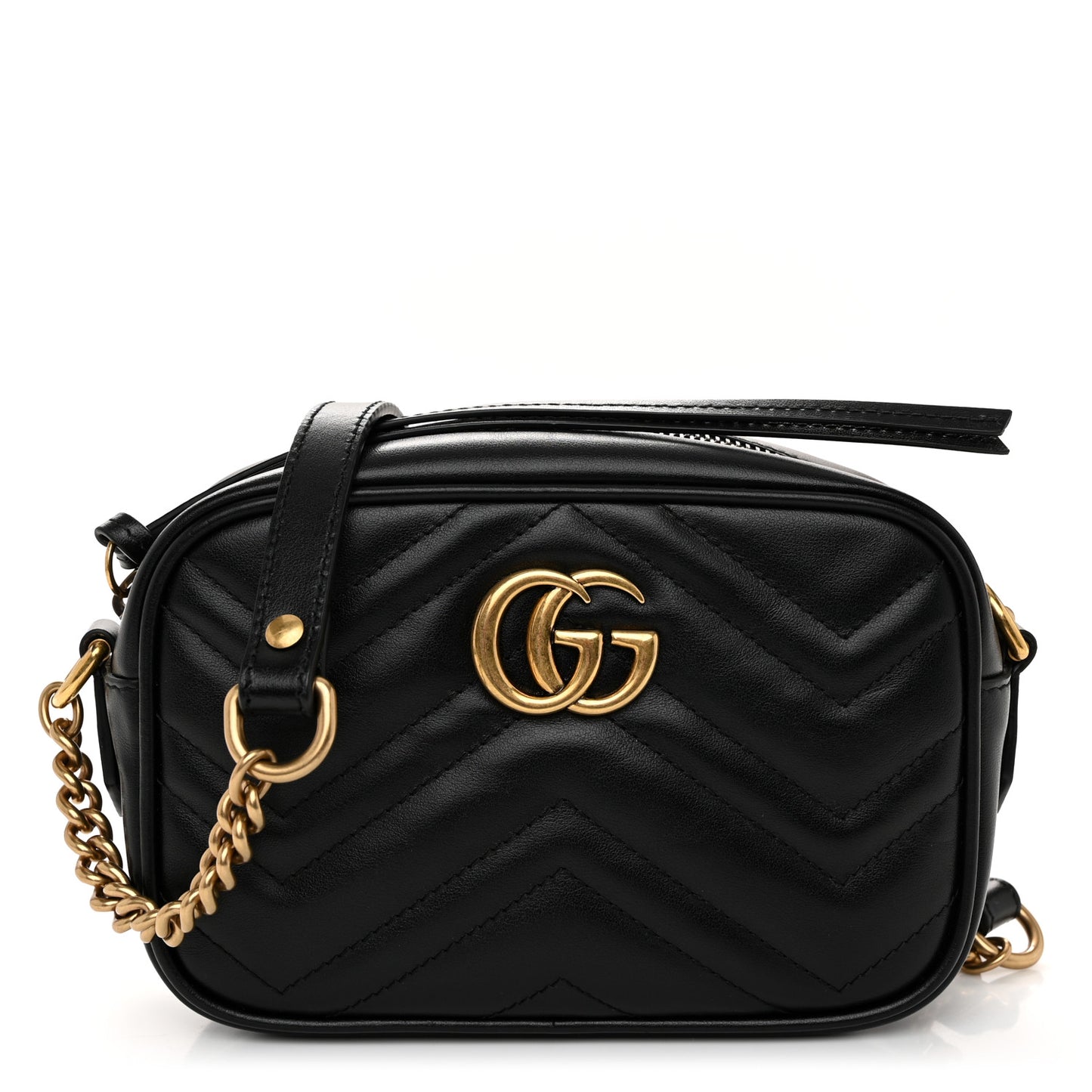 Calfskin Matelasse Mini GG Marmont Chain Shoulder Bag Black