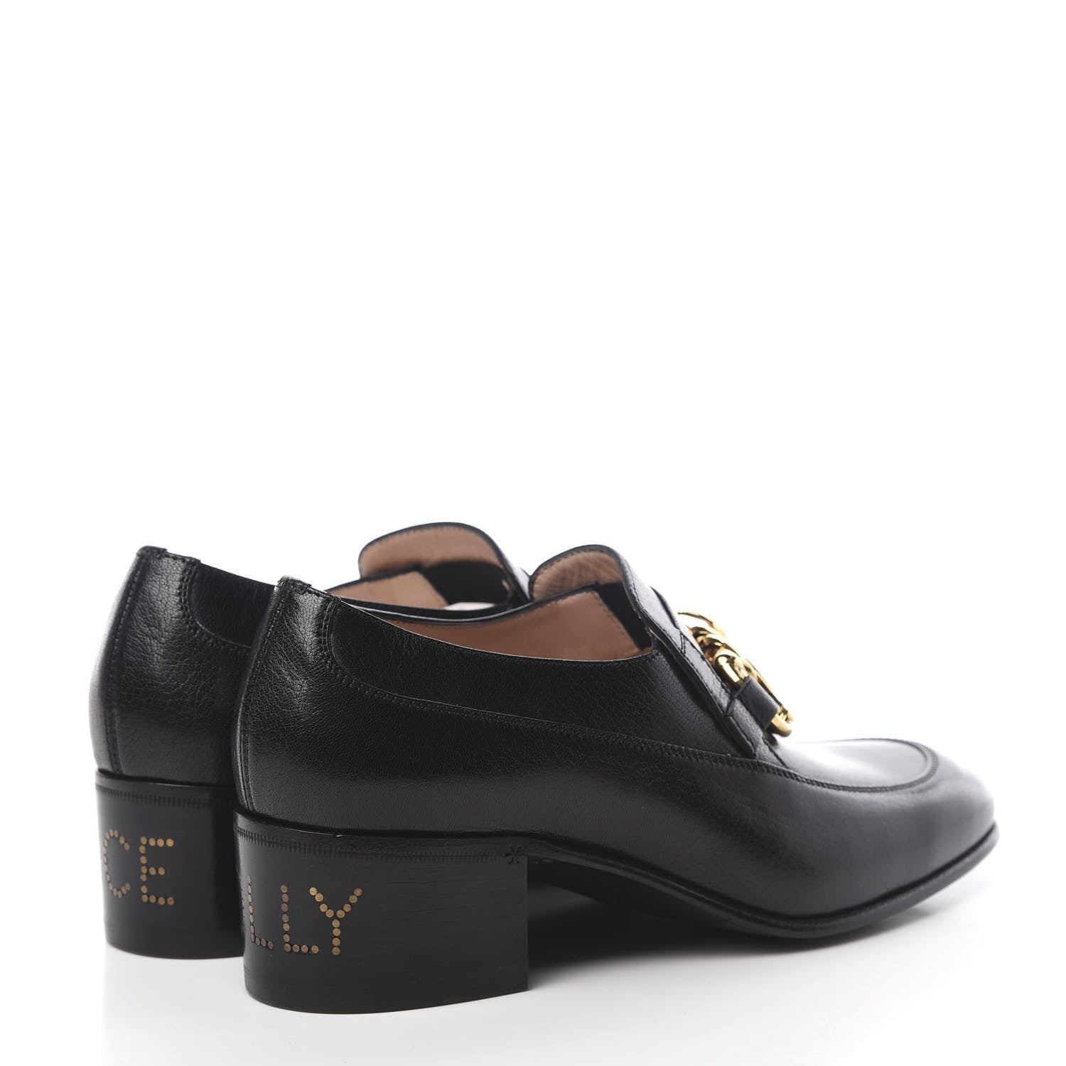 Gucci Goatskin Womens Chain Mid-Heel Loafers 36.5 Black 4 of 9