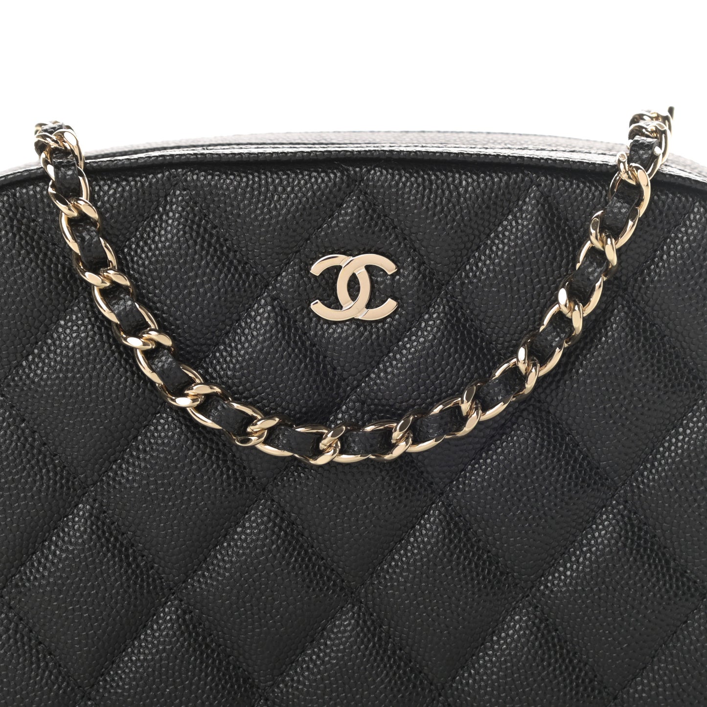 Caviar Quilted Vanity With Chain Black
