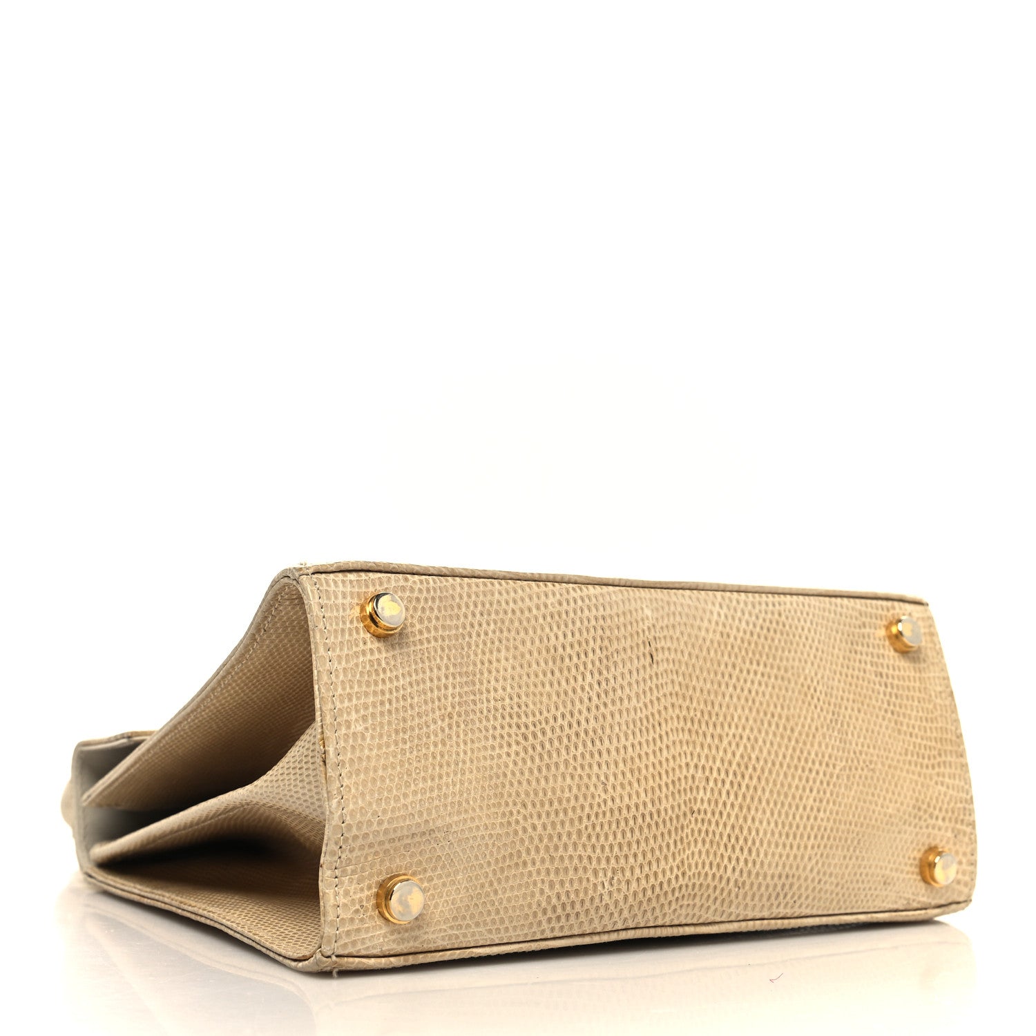 Salvatore Ferragamo Lizard Iconic Small Top Handle Bag Biege 4 of 15