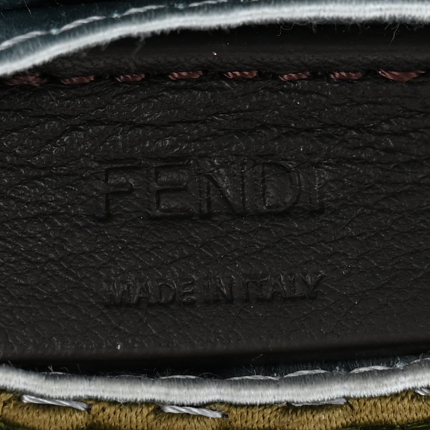 Fendi Sequin Paillettes Shiny Nappa Sex and the City Nano Maxi Buckle Baguette Charm Avocado 6 of 7