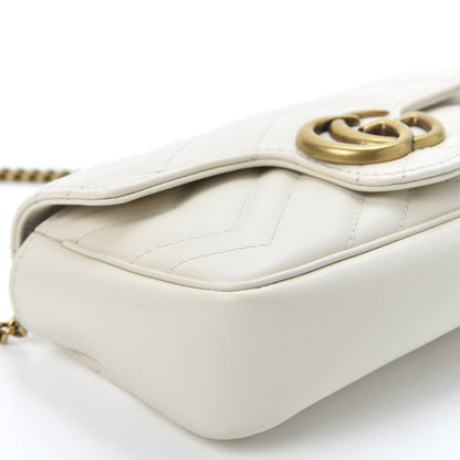 Gucci Calfskin Matelasse Super Mini GG Marmont Shoulder Bag White 5 of 9
