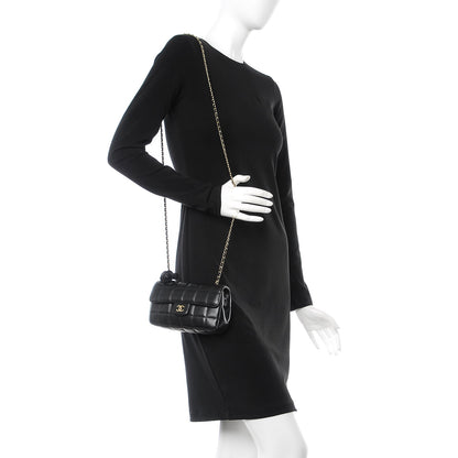 Chanel Lambskin Quilted Mini Chocolate Bar Camellia Flap Black 2 of 8