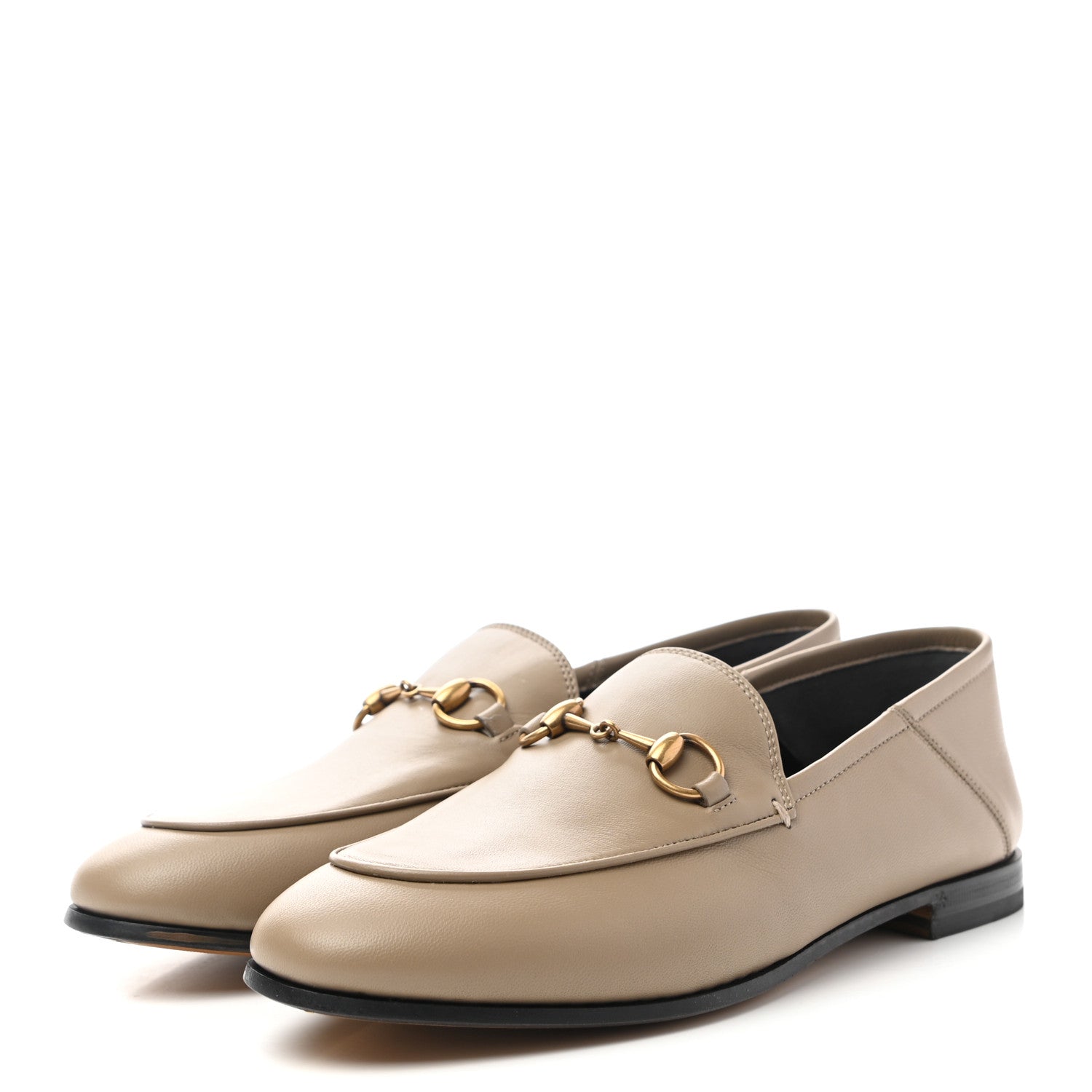 Gucci Lambskin Womens Brixton Horsebit Loafers 37 Mud 3 of 8