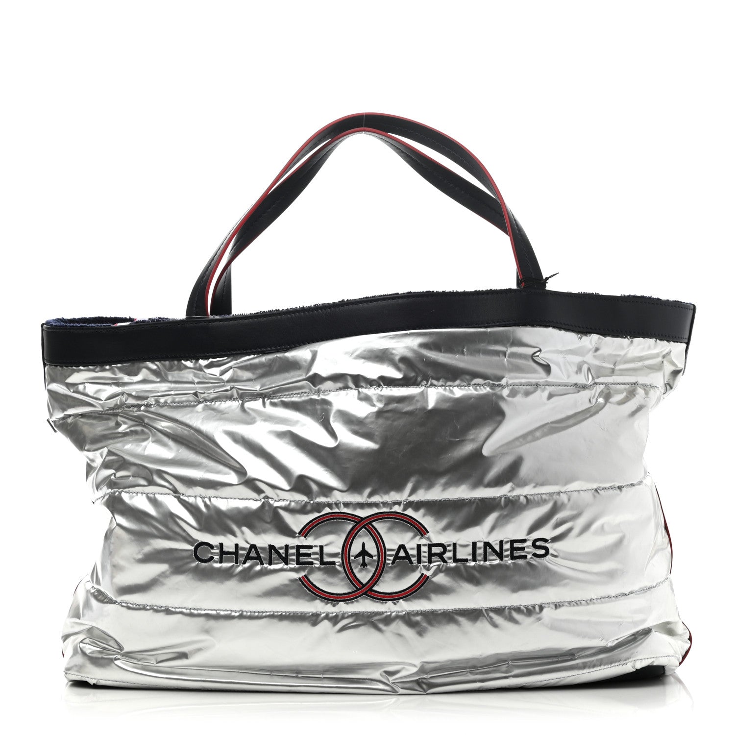 Chanel Reversible Chanel Airlines Tote Silver Navy 3 of 19