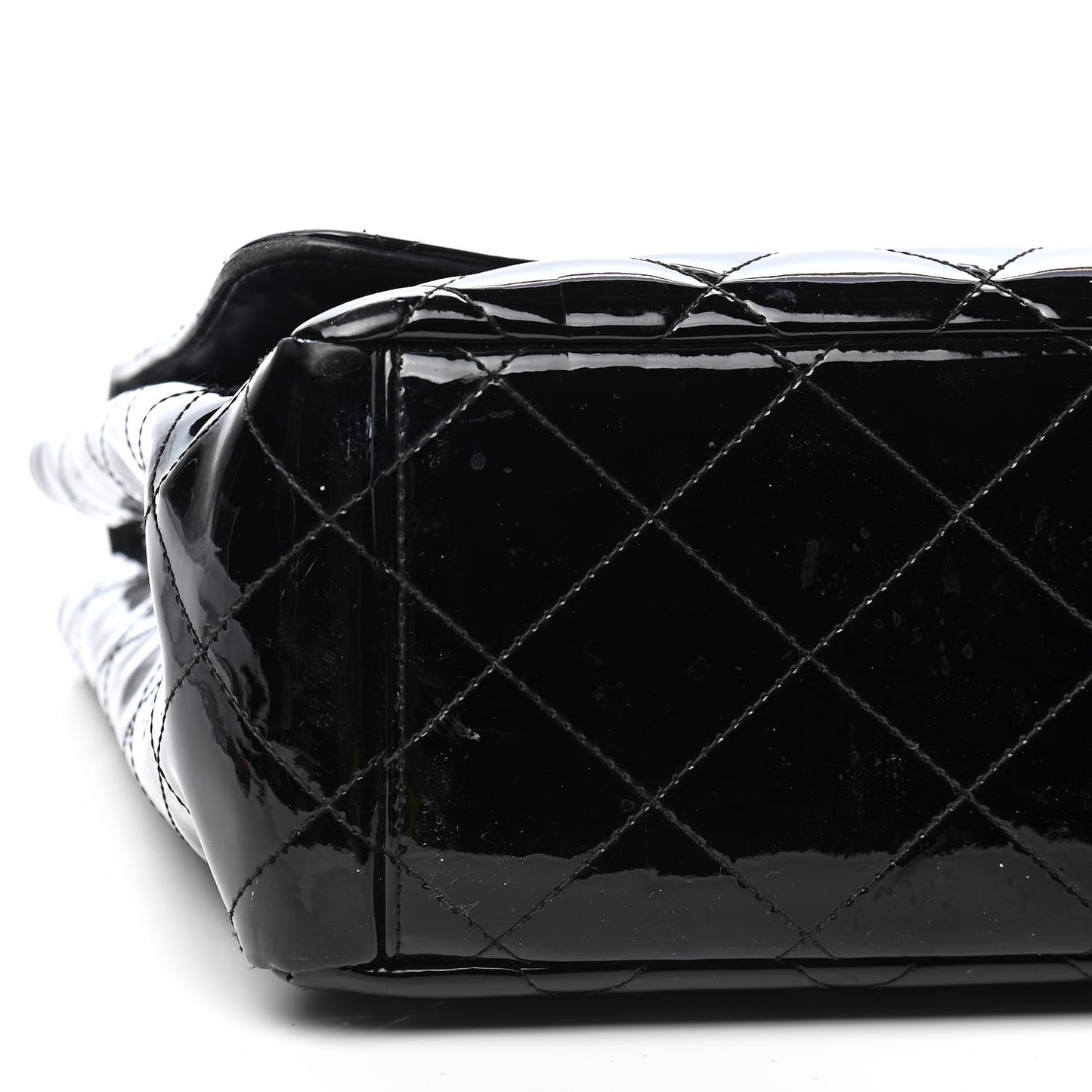 Patent Quilted Maxi Single Flap Black