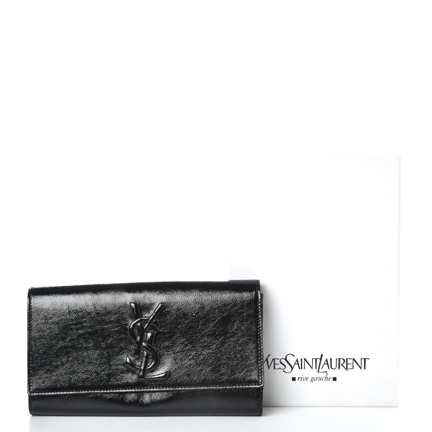 Textured Patent Monogram Large Belle De Jour Clutch Black